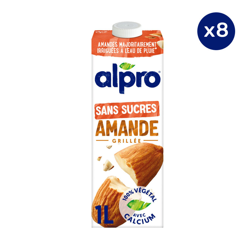 8 x 1L - Alpro - Boisson Végétale - Amandes grillées sans sucres