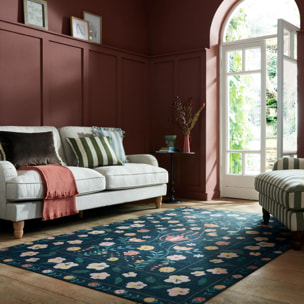Tapis NORDIC FLORAL Bleu