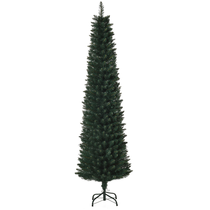 Árbol de Navidad Artificial Altura 180 cm Ignífugo con 380 Ramas Hojas de PVC Base Plegable y Soporte Metálico Decoración Navideña para Interiores Ø56x180 cm Verde