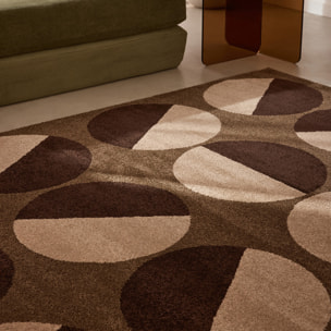 SANTAL - Tapis de salon marron à motif géométrique