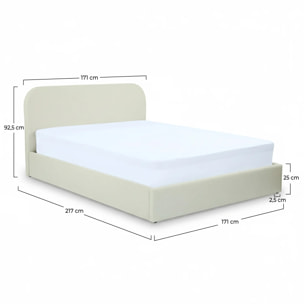 Lit double avec coffre 160x200 cm en tissu gris/beige - Tilly