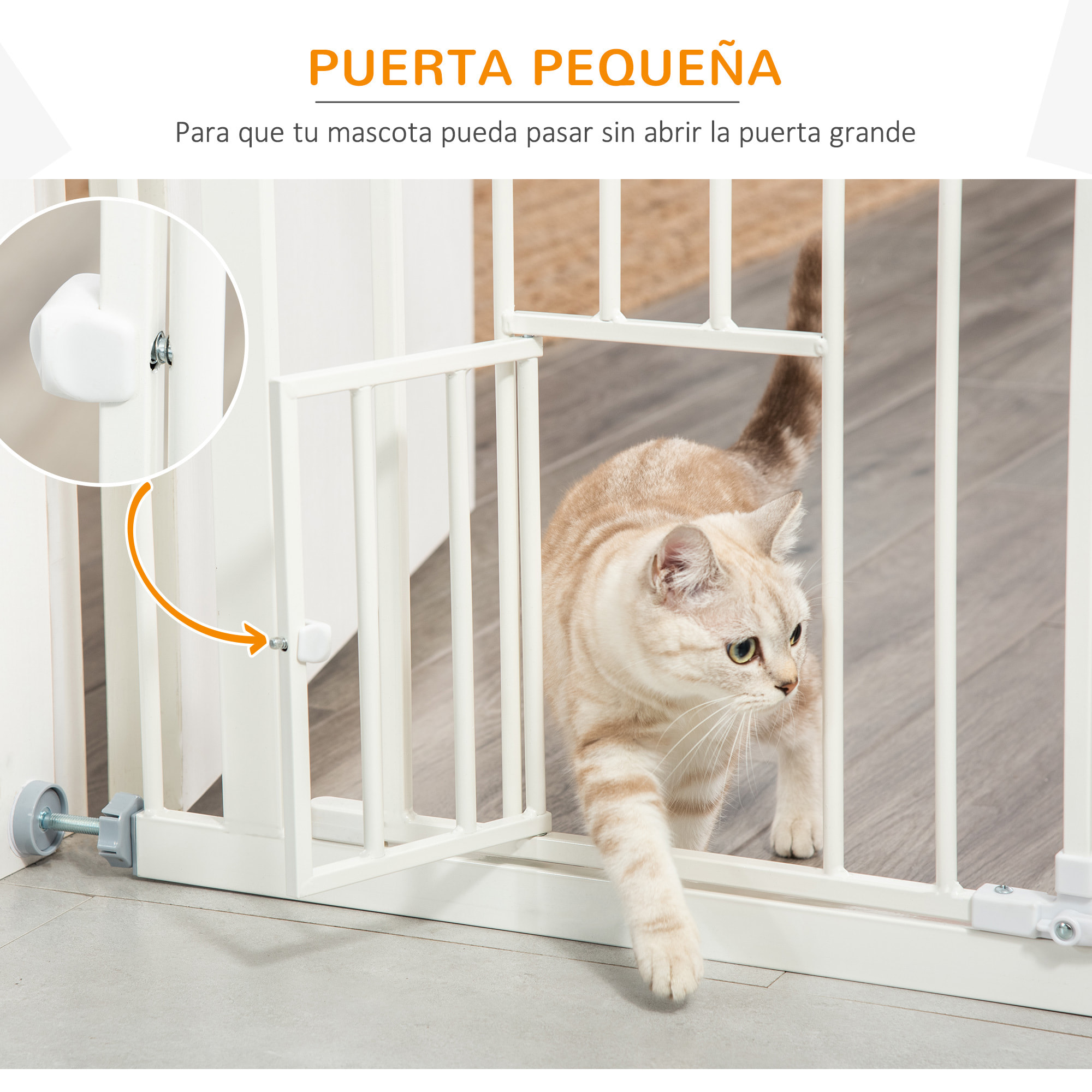 Barrera de Seguridad Perros Escaleras Puertas 74-80 cm con Puerta Altura 91,4 cm