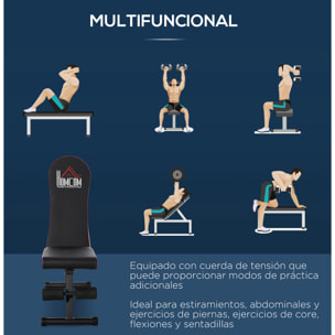 Banco de Musculación Plegable con Altura Ajustable 130x37x45-108 cm Negro