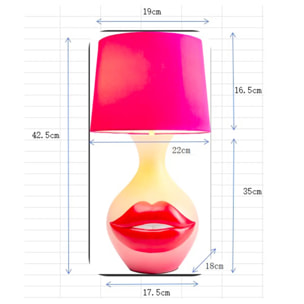 Lampe lèvres rouges 43cm Kare Design