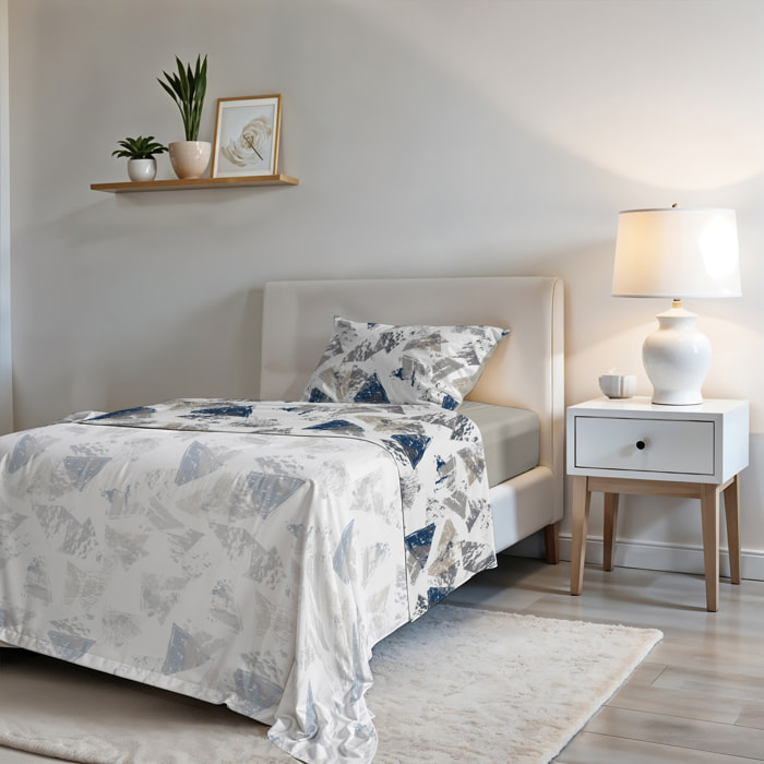 COMPLETO LETTO FASHION, 100% Microfibra, No Stiro - URBAN BLU