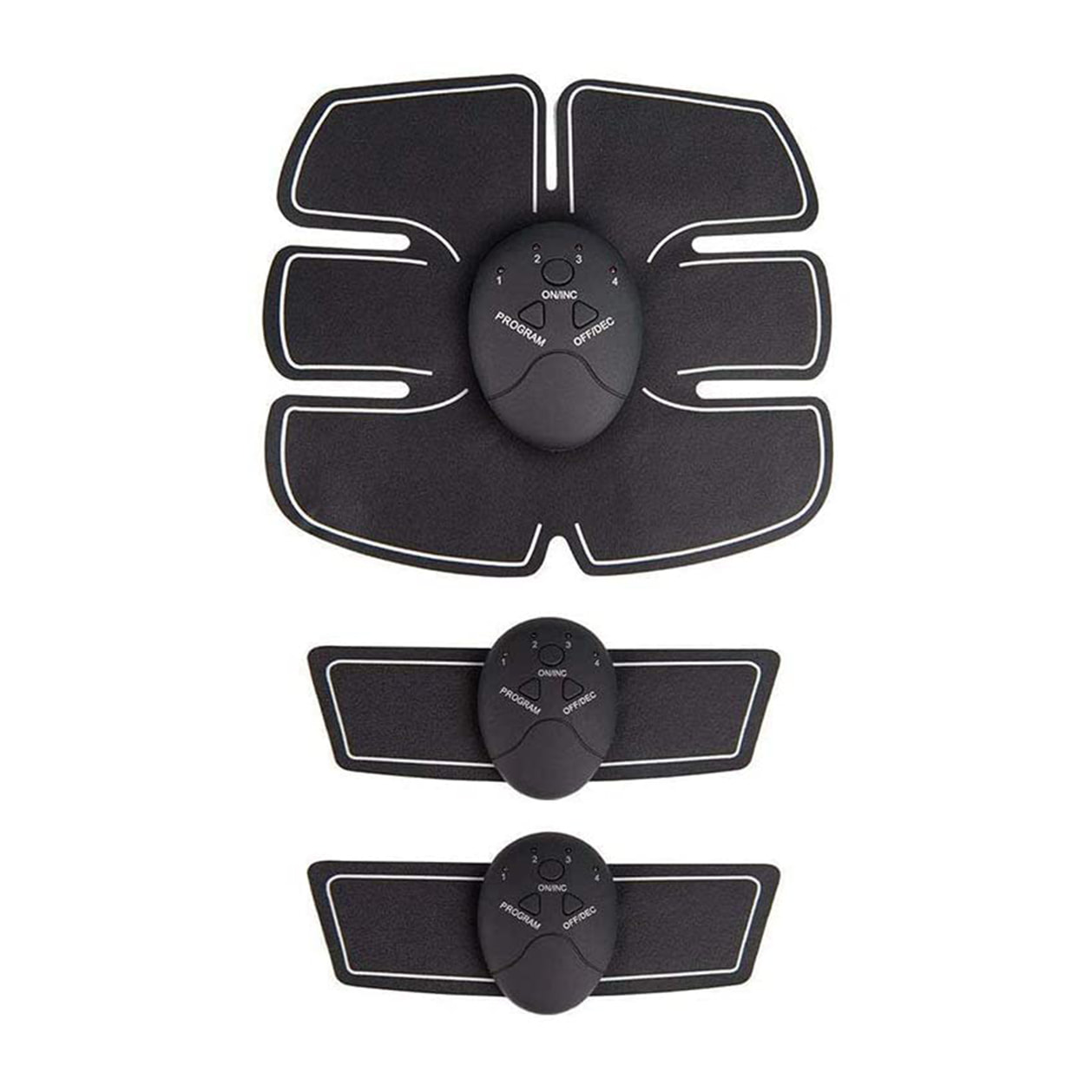 DAM Elettrostimolatore muscolare per addominali, gambe, braccia. Cintura stimolatore tonificante massaggiatore elettrico, funzionante a batteria. 20x3x22cm. Colore nero