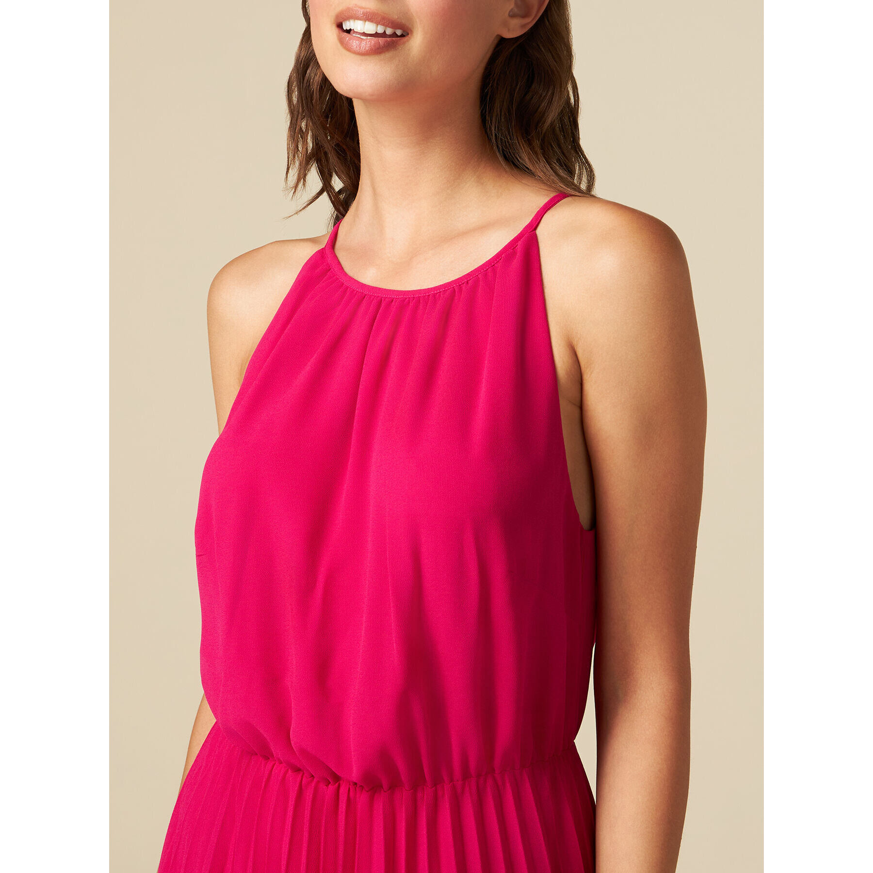 Oltre - Vestido largo con capa desmontable - Fuchsia