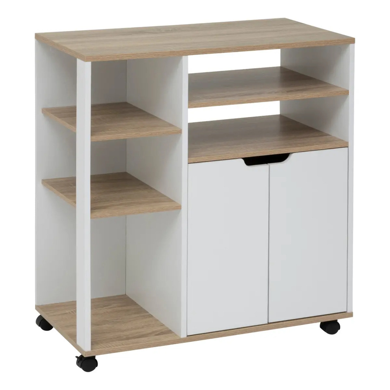 Desserte à roulettes Eat up blanc et bois