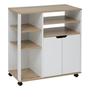 Desserte à roulettes Eat up blanc et bois