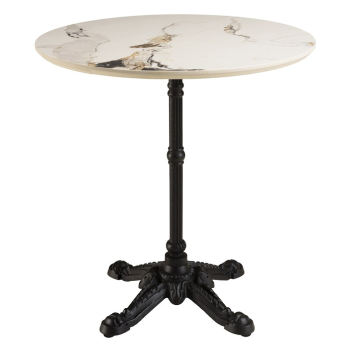 ICARE - Ensemble n°2: table bistrot D70cm en céramique marbré clair