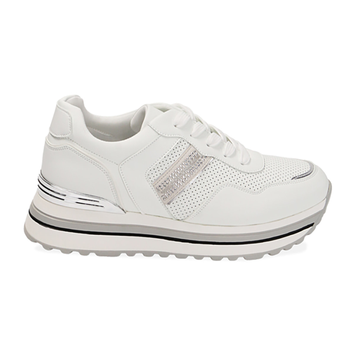 Zapatillas blancas, suela de 5 cm