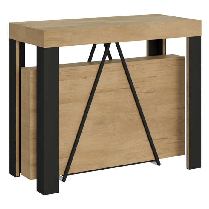 Consolle allungabile 90x40/300 cm Tarax quercia natura telaio antracite