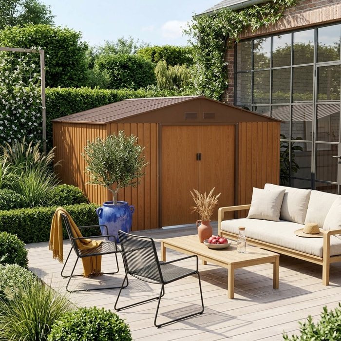 Abri de jardin métal 10,85m² avec kit d'ancrage BOULONNAIS