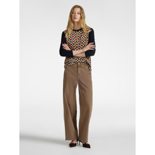 Elena Mirò - T-shirt con davanti in seta stampata - Blu