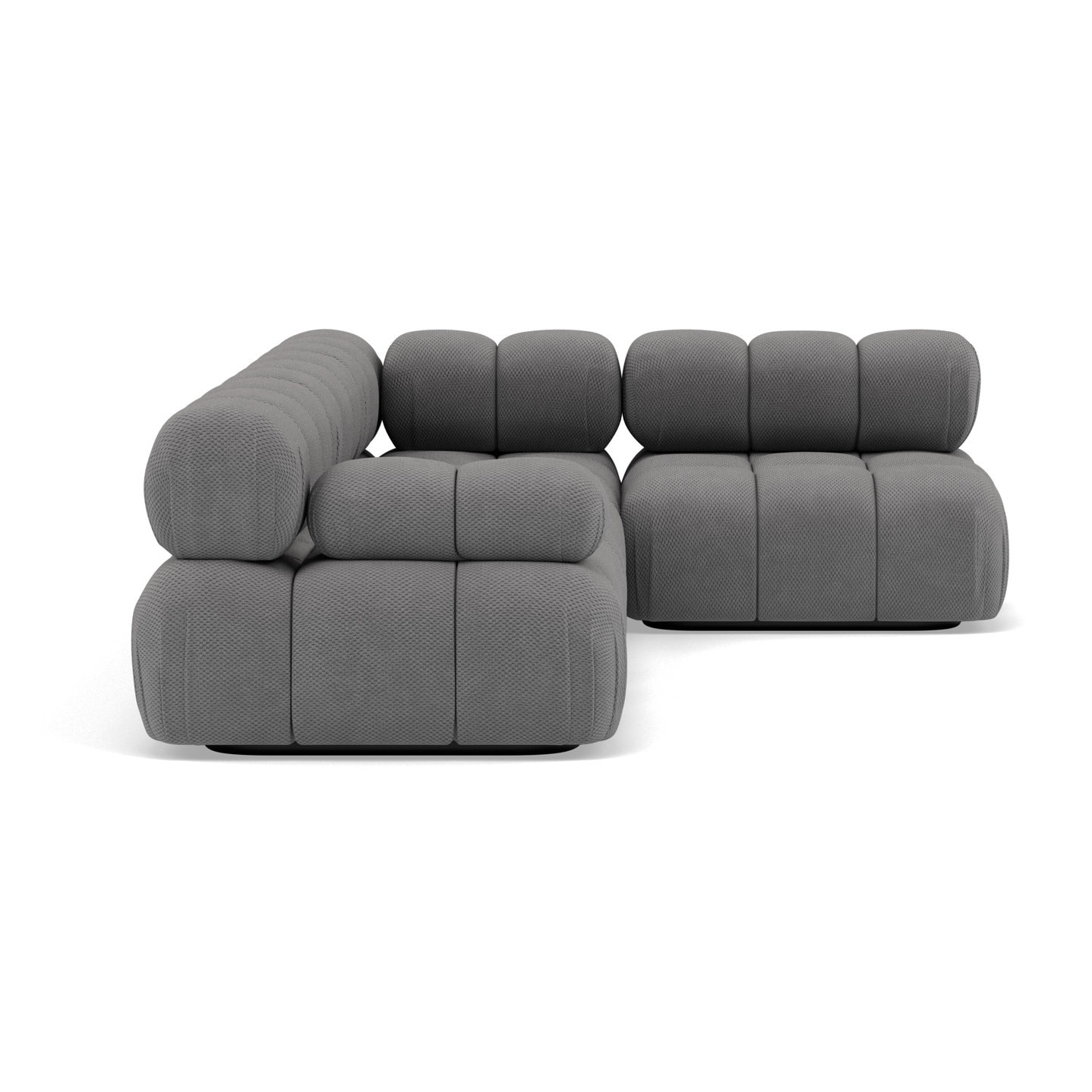 Ruby - canapé modulable d'angle droit 5 places en velours texturé - Gris