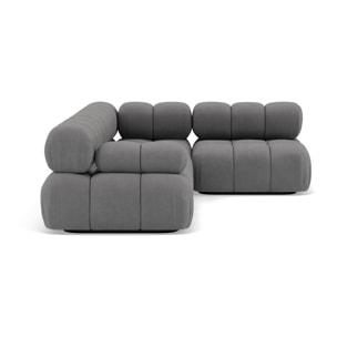 Ruby - canapé modulable d'angle droit 5 places en velours texturé - Gris