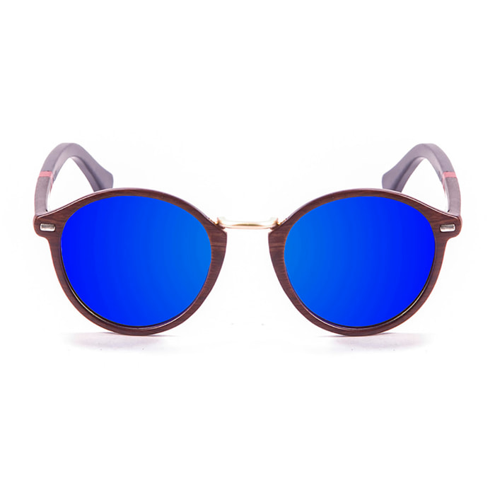 Gafas de sol PALO ALTO MARYLAND WOOD - Brazo marrón bambú / Revo marrón oscuro y azul y brazo rojo y azul oscuro