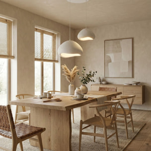 Luminaire design 2 suspensions en fibre de verre blanc OAXACA