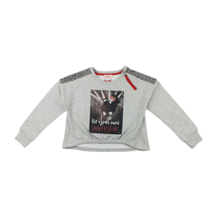 FELPA CORTA GRIGIO MEL DETTAGLI MACULATI NERO GRIGIO