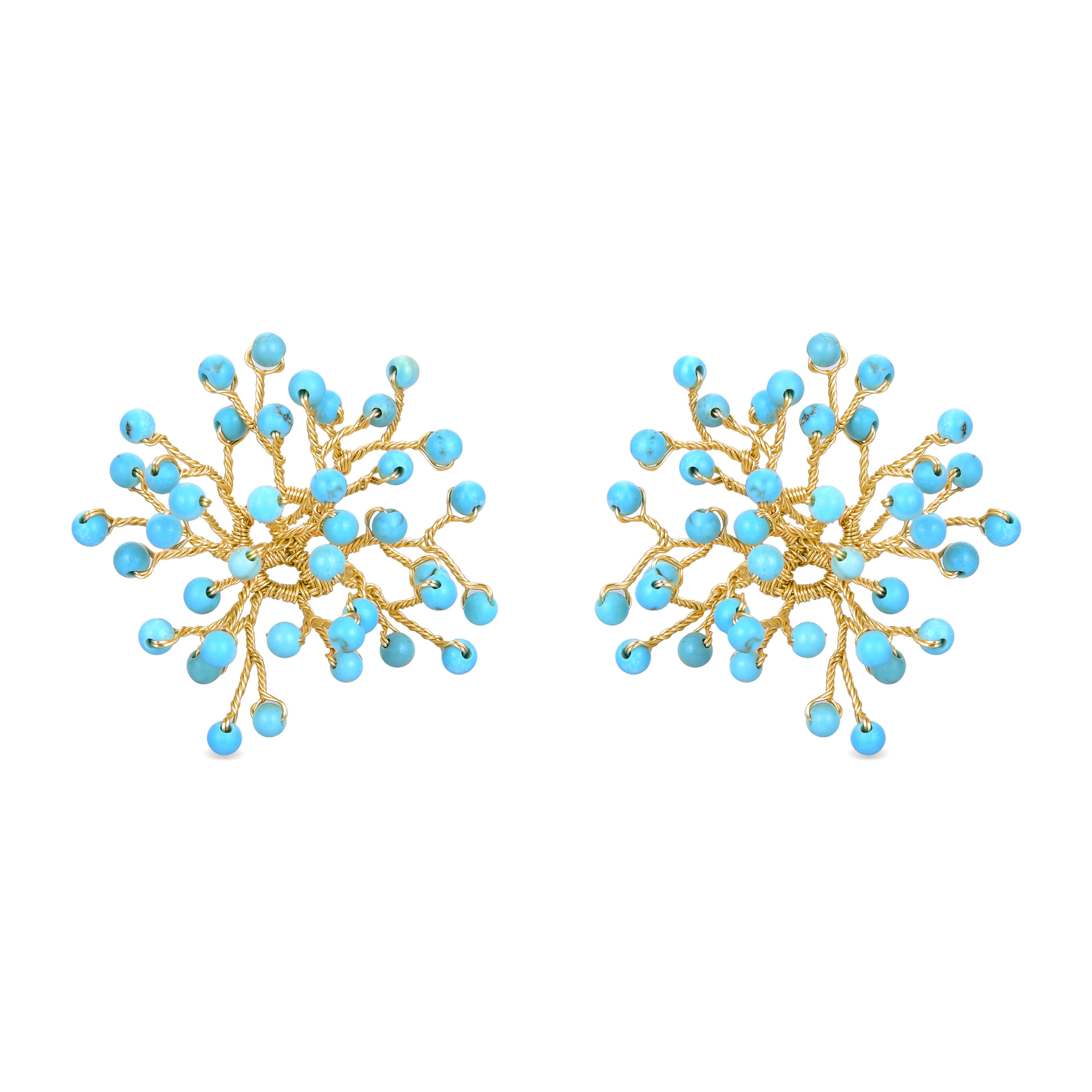 Pendientes de Turquesa acabados en oro amarillo de 18K