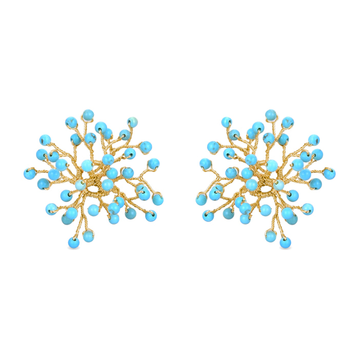 Pendientes de Turquesa acabados en oro amarillo de 18K