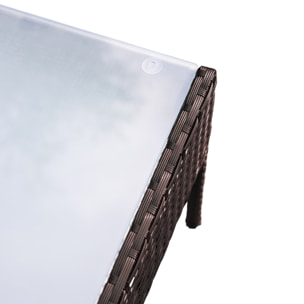 Salon de jardin CORFOU en résine tressée marron 4 places - coussins beige