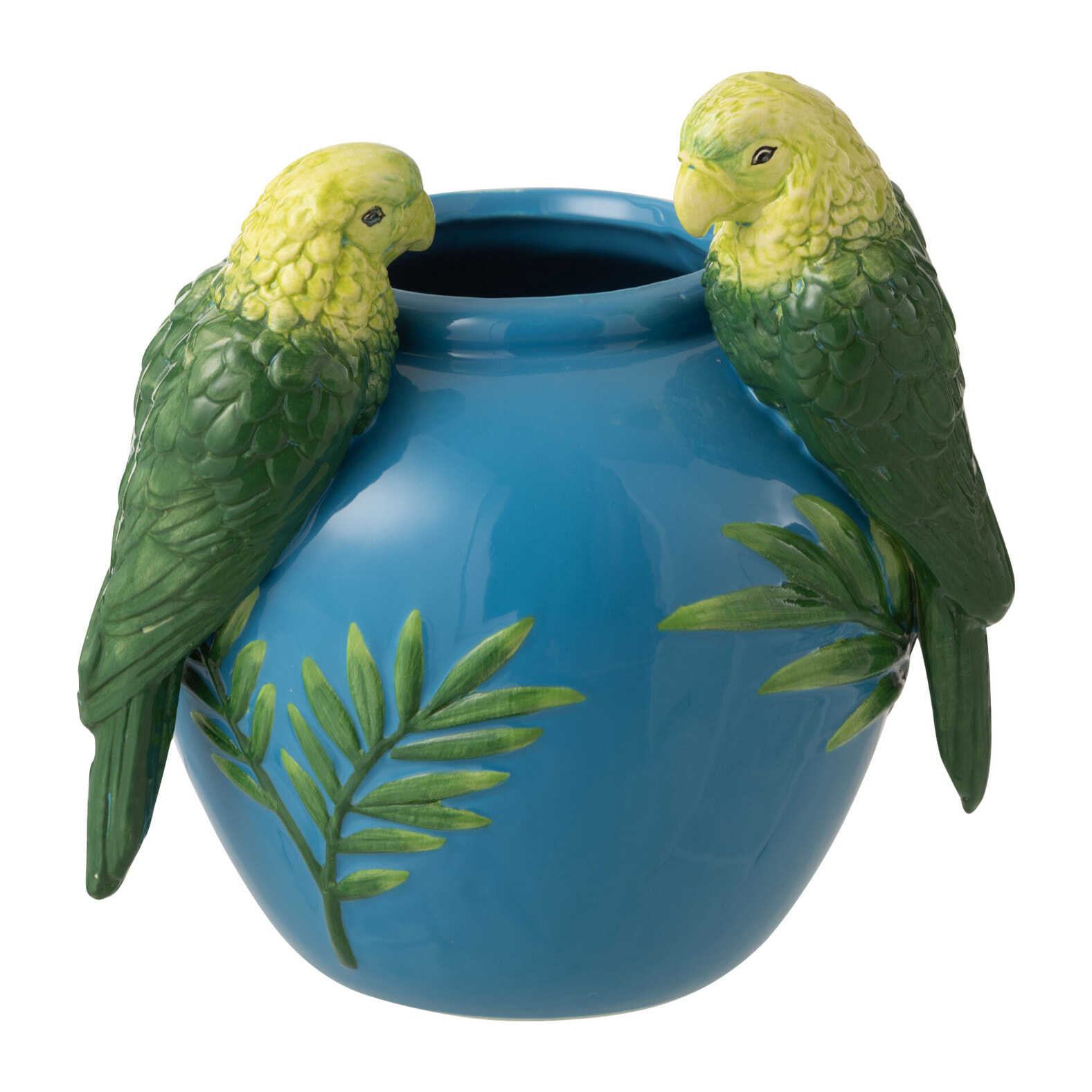 J-Line Vase Perroquets - céramique - vert/bleu - small