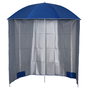 Sombrilla de Playa con Panel Lateral Ø220x220 cm Parasol para Terraza con Apertura Manual 8 Varillas de Acero y Bolsa de Transporte para Jardín Piscina Azul