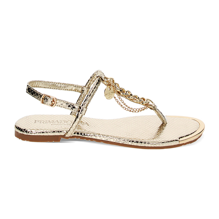 Sandali bassi oro in pitone