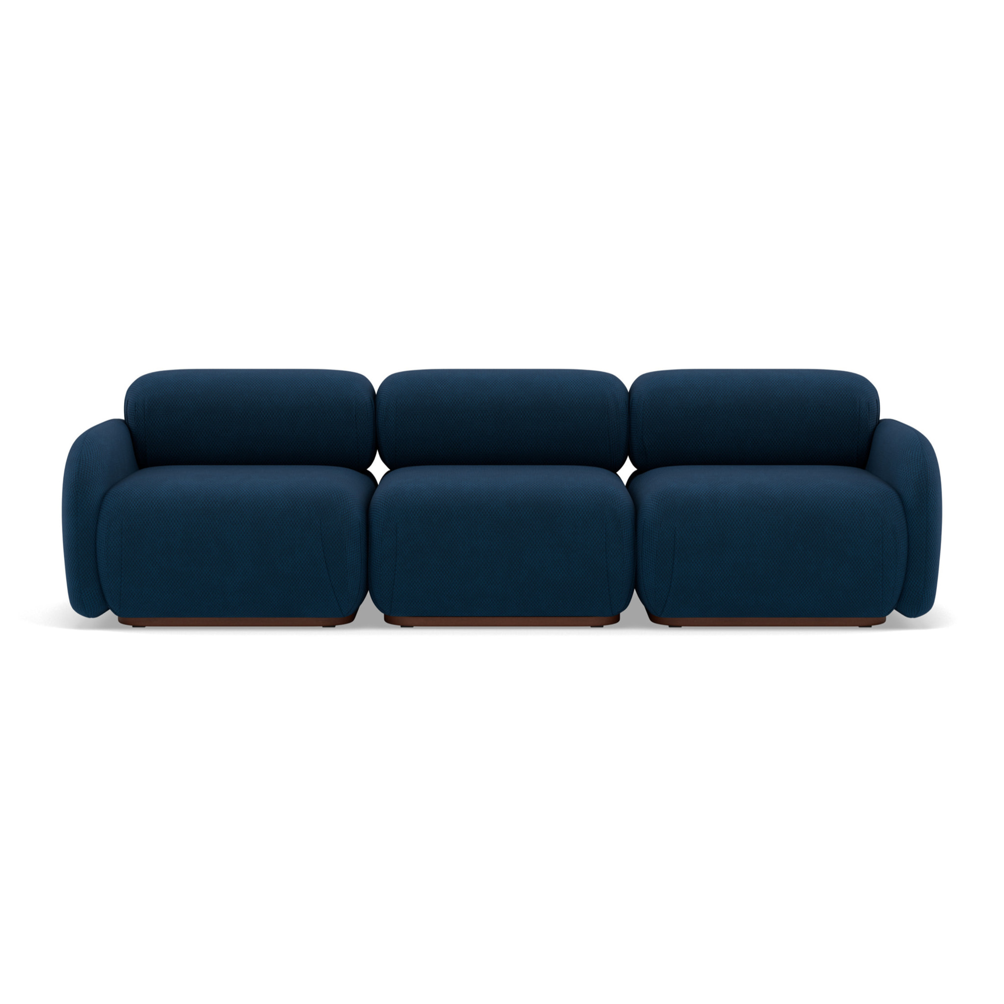 Penelope - canapé droit modulable 3 places en velours texturé - Bleu