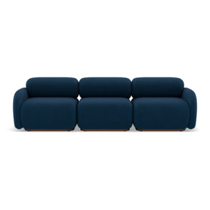 Penelope - canapé droit modulable 3 places en velours texturé - Bleu