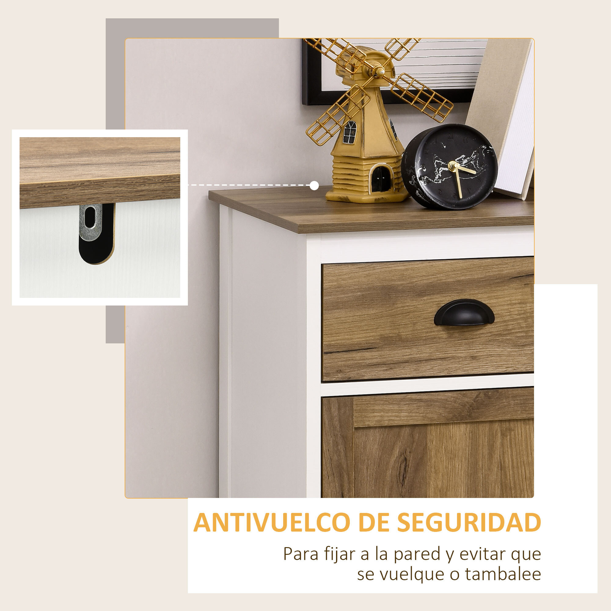 Aparador para Salón Armario de Almacenamiento con Cajón 2 Puertas y Estante Ajustable para Dormitorio Comedor Cocina 78,5x39x89,4 cm Marrón