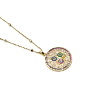 Collar con Circonita Multicolor acabado oro 18k