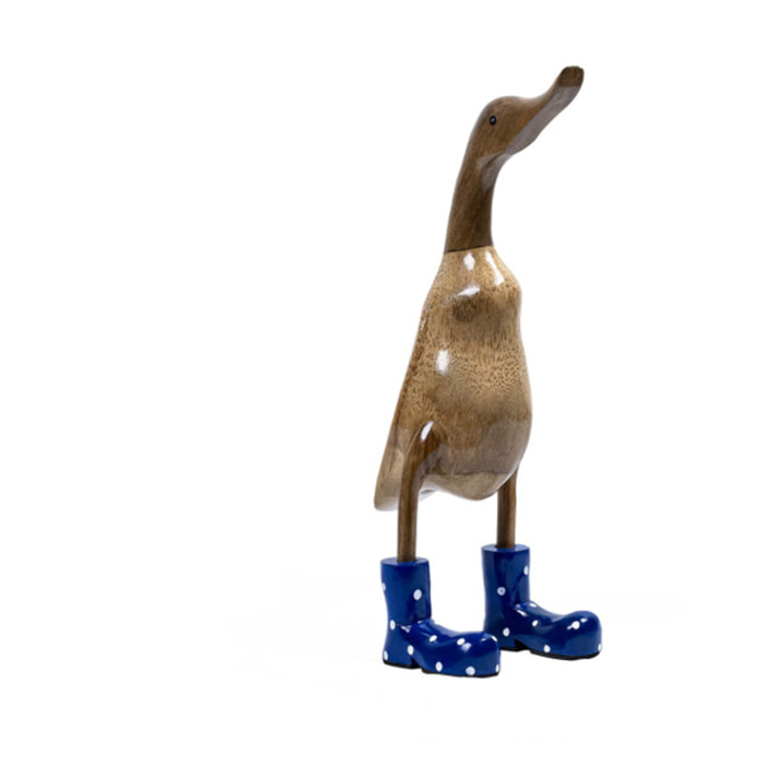Statue H. 40 cm canard bottes bleues en bois de teck - DUCK