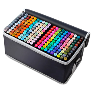 Set di 204 pennarelli in colori assortiti. Doppia punta: fine e larga nello stesso pennarello.
