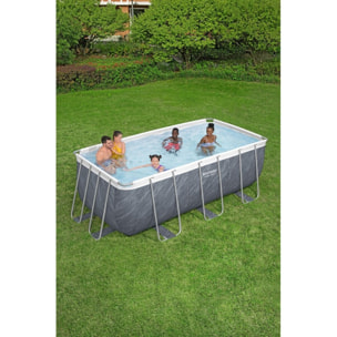 Bestway Piscine hors sol - Rectangulaire - Power Steel - Décor marbre - 412 x 201 x 122 cm