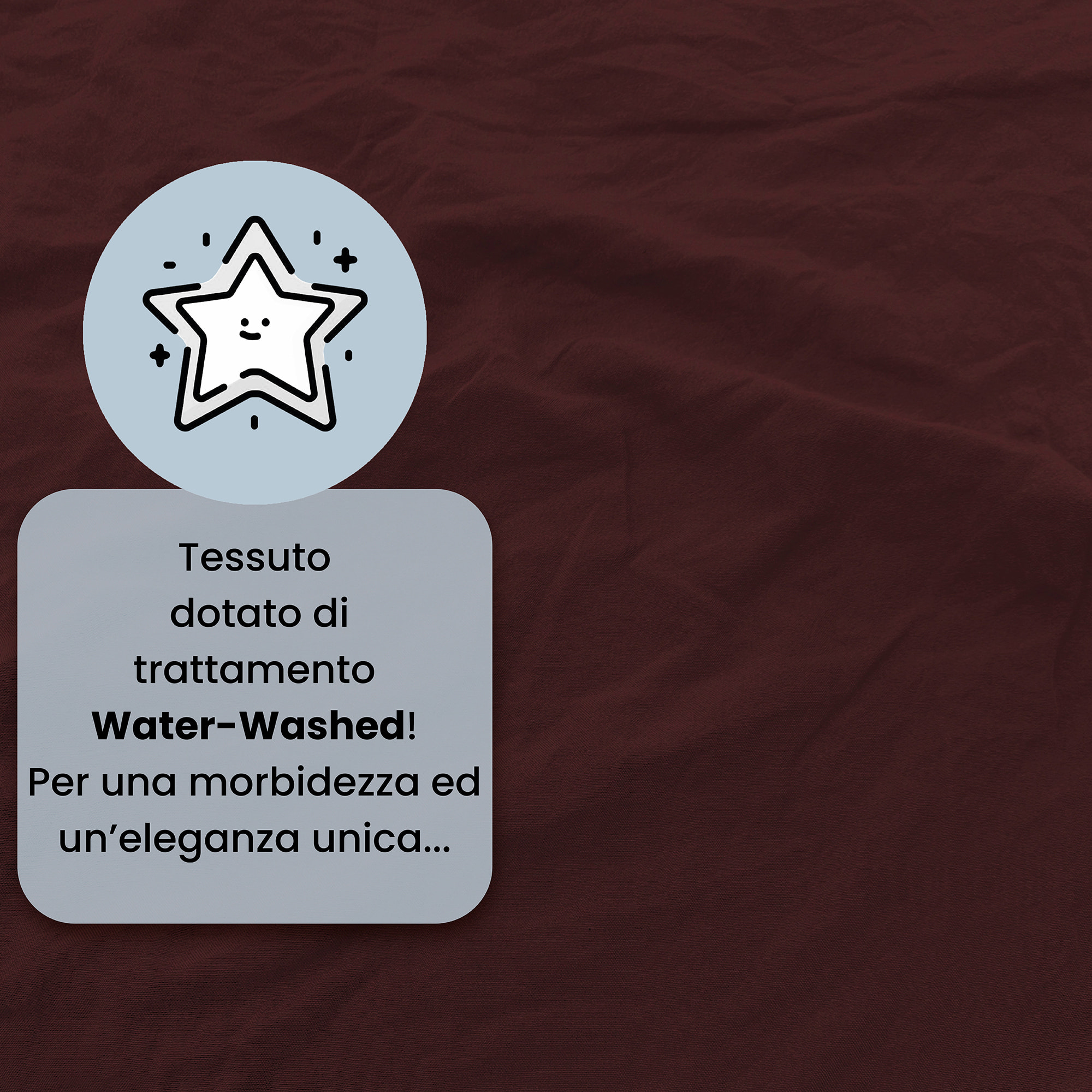 PARURE COPRIPIUMINO WATER WASHED, 100% Microfibra, No Stiro - BORDEAUX