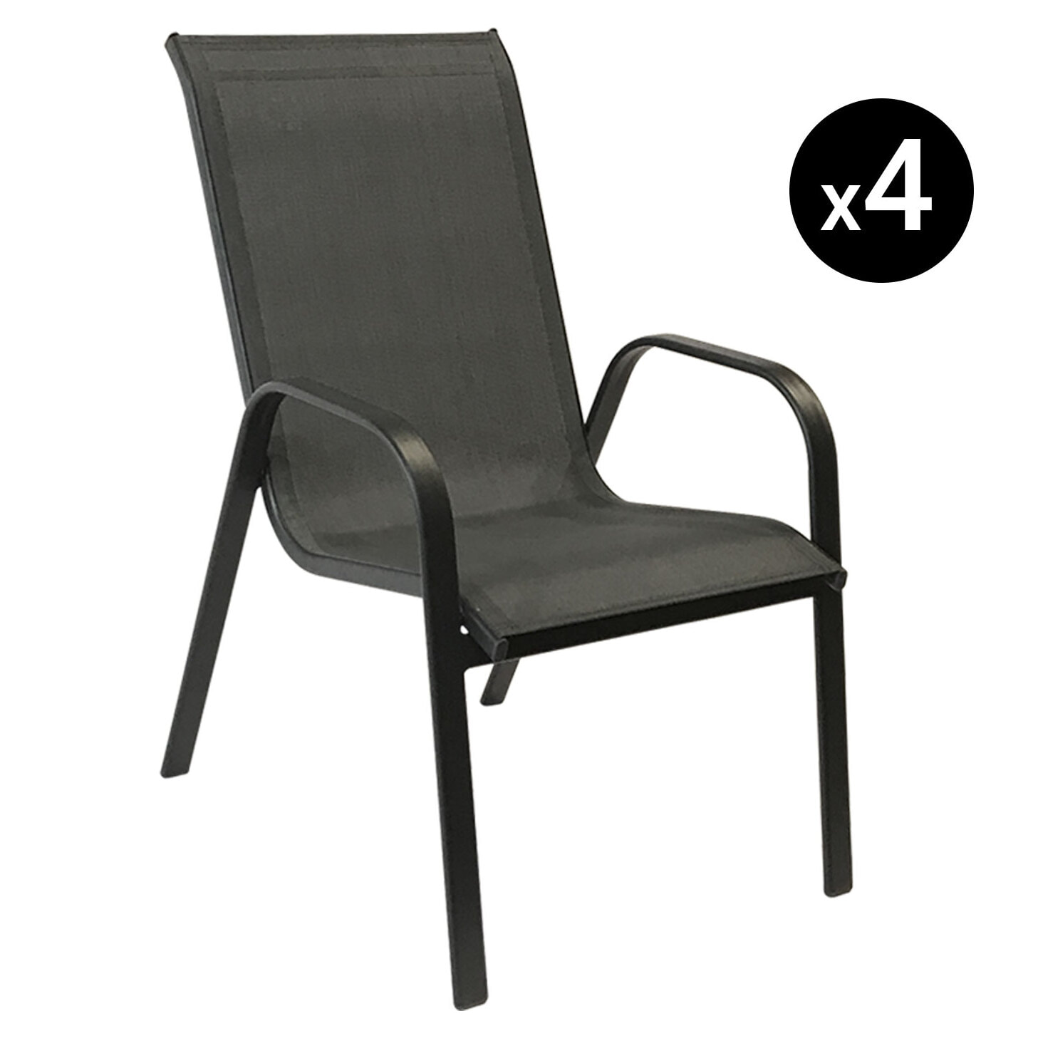 Lot de 4 chaises MARBELLA en textilène gris - aluminium gris anthracite