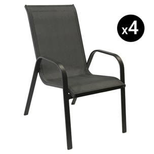 Lot de 4 chaises MARBELLA en textilène gris - aluminium gris anthracite