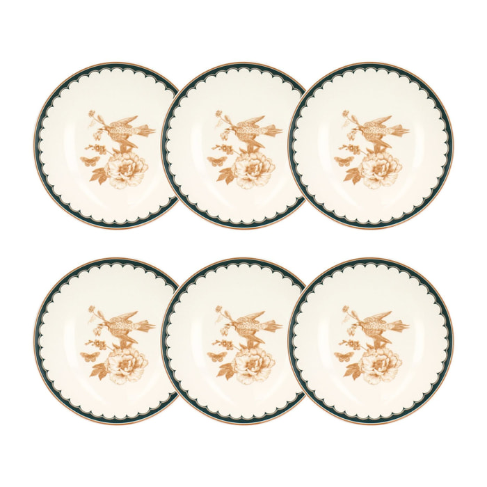 Lot de 6 assiettes creuses en porcelaine blanche 21cm BOTANIC