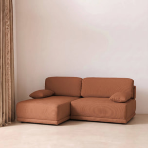 Banquette canapé d'angle gauche convertible 3 places velours côtelé avec coffre NELSON