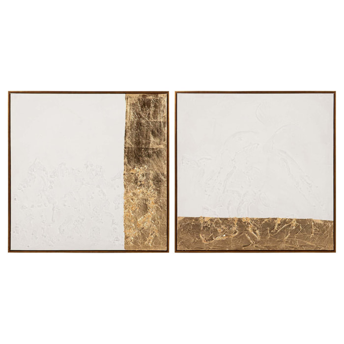 Set 2 Cuadros 80% Pintado A Mano Y Foil 80x4x80 Cm