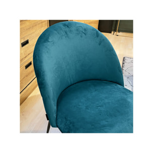 Chaise de repas tissu velours dossier capitonné pieds métal – CLEA 2