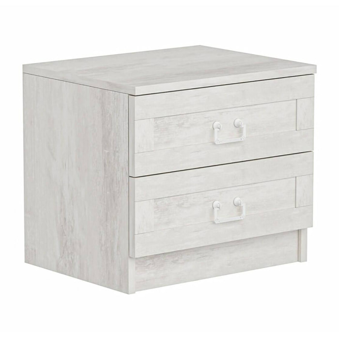 Comodino Ludovic, Comò basso, Tavolino da notte, Mensola da letto, 54x47 h40 cm, Bianco
