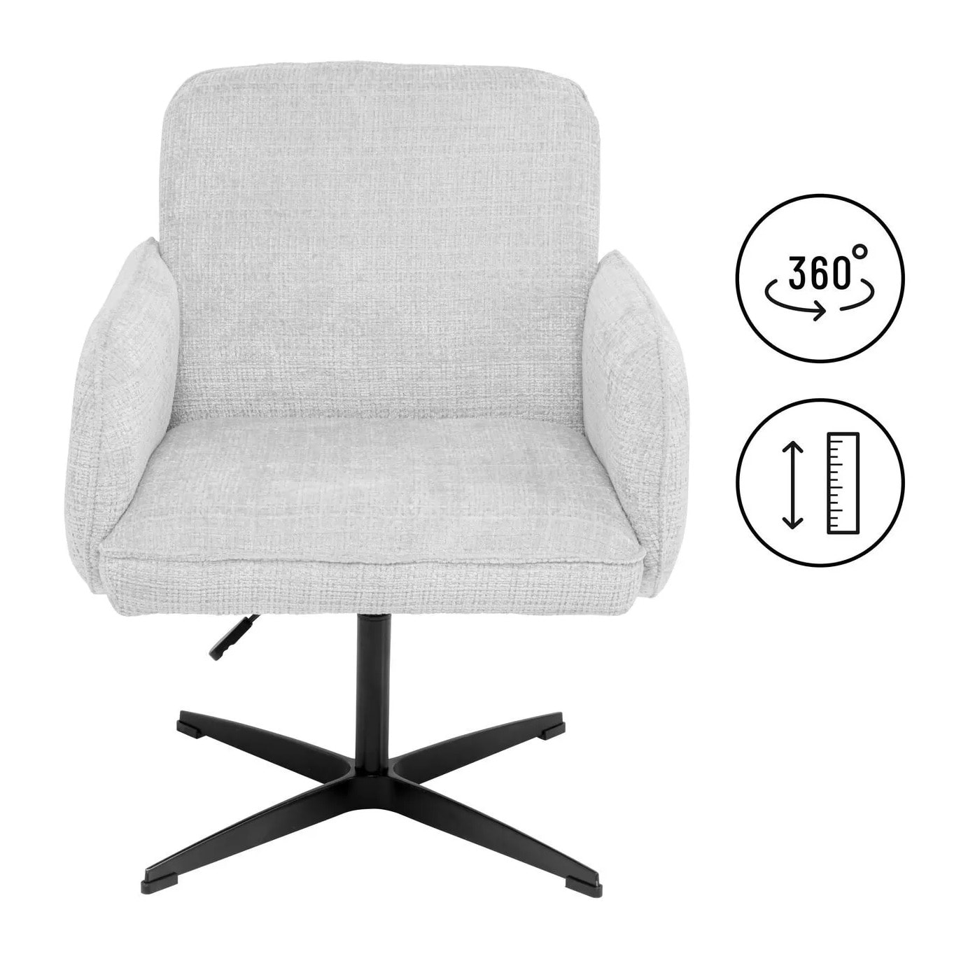 Chaise avec accoudoirs pivotante Tabea grise Kare Design