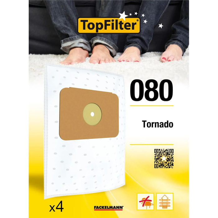 Lot de 4 sacs aspirateur Tornado TopFilter Premium