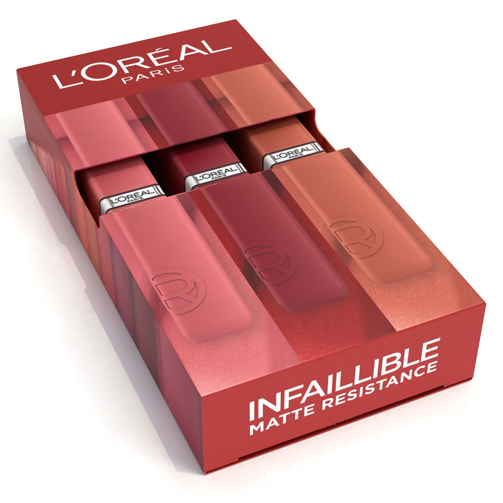 L'Oréal Paris - Coffret 3 Rouges à Lèvres Liquide Longue Tenue - Couleur Intense & Fini Mat - Sans Transfert - Infaillible Matte