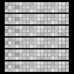 Pack 6 stickers adhésifs frises carrelages | Autocollant Frises Mosaïque Carreaux de ciment - NUANCE DE GRIS LIA