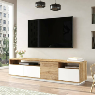 Mobile porta TV Dgiulian, Credenza da soggiorno, Armadio basso per TV, Base parete attrezzata, 180x45h45 cm, Quercia e Bianco