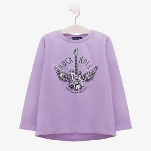 Maglietta a maniche lunghe da bambina in  malva